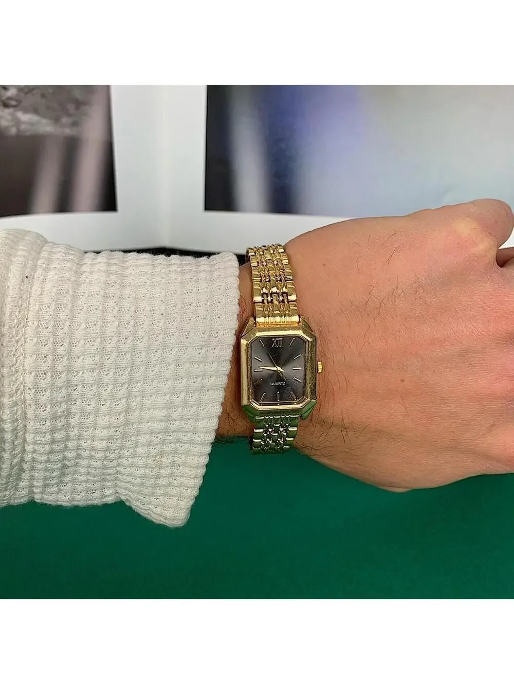 Rectangular Gold and Black watch